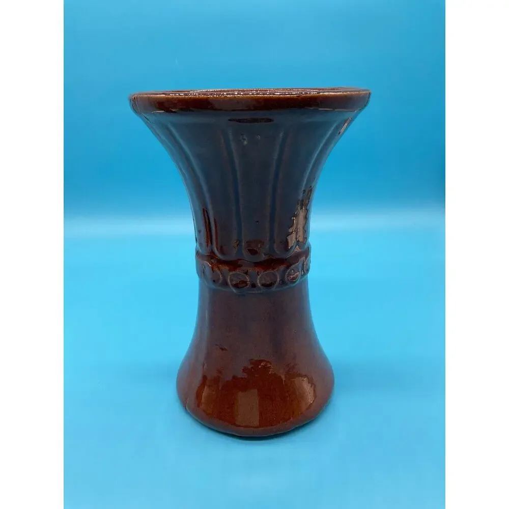 RARE Antique American Art Deco Hourglass Stoneware USA‎ Pottery Vase Retro MC